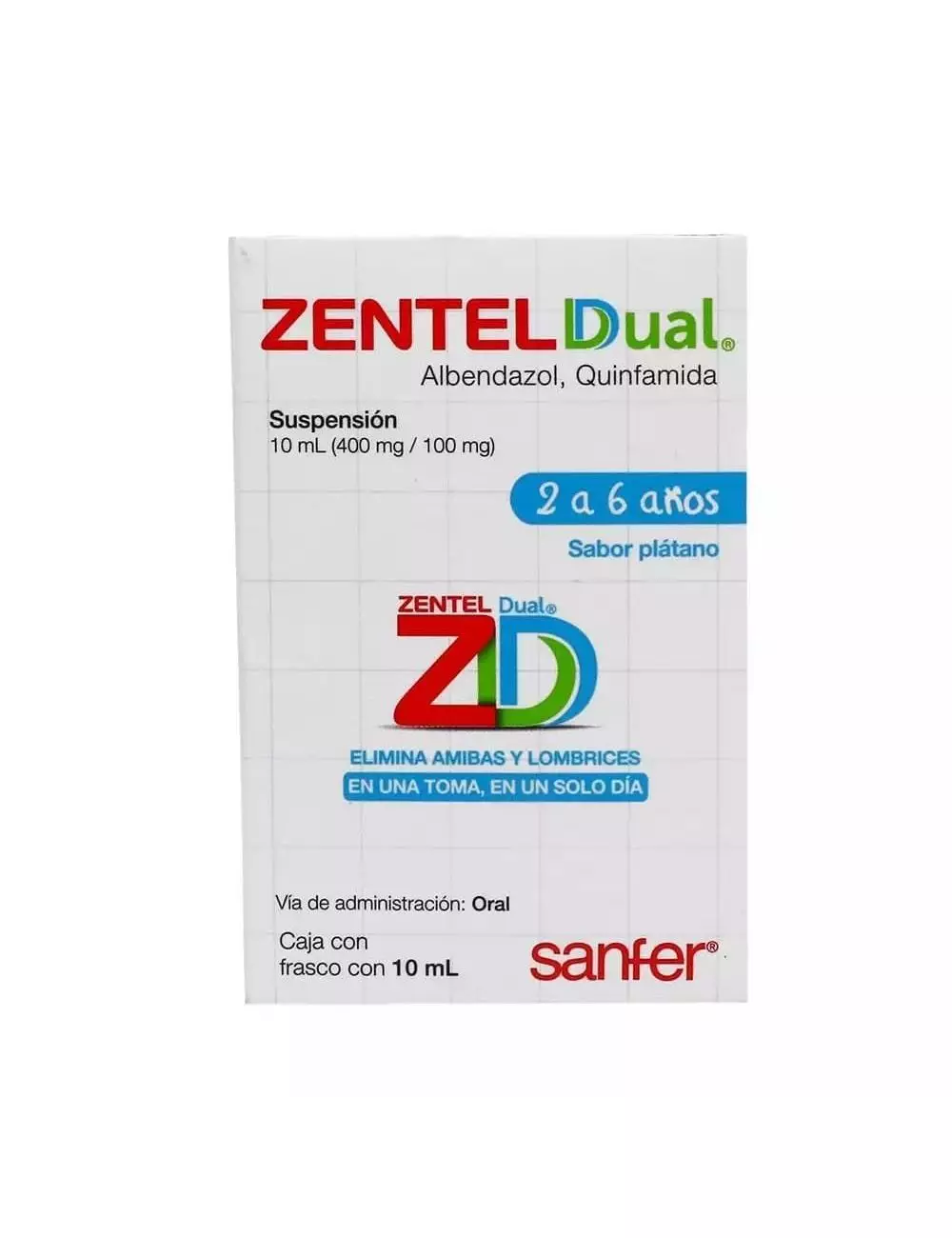 Zentel Dual 400/100 mg Suspensión Frasco 10 mL