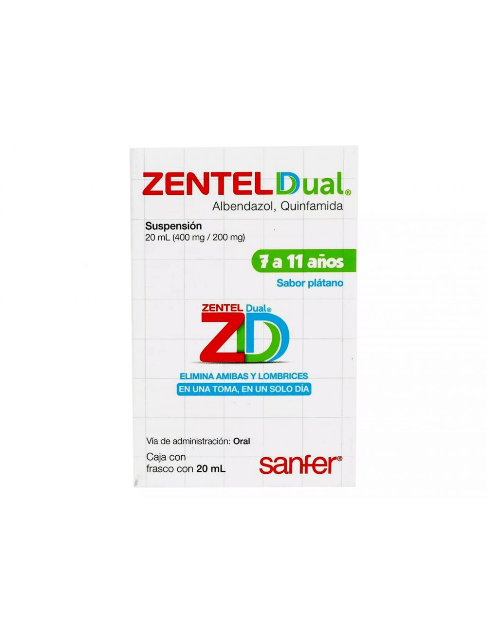 Zentel Dual 400/200 mg Suspensión Frasco 20 mL