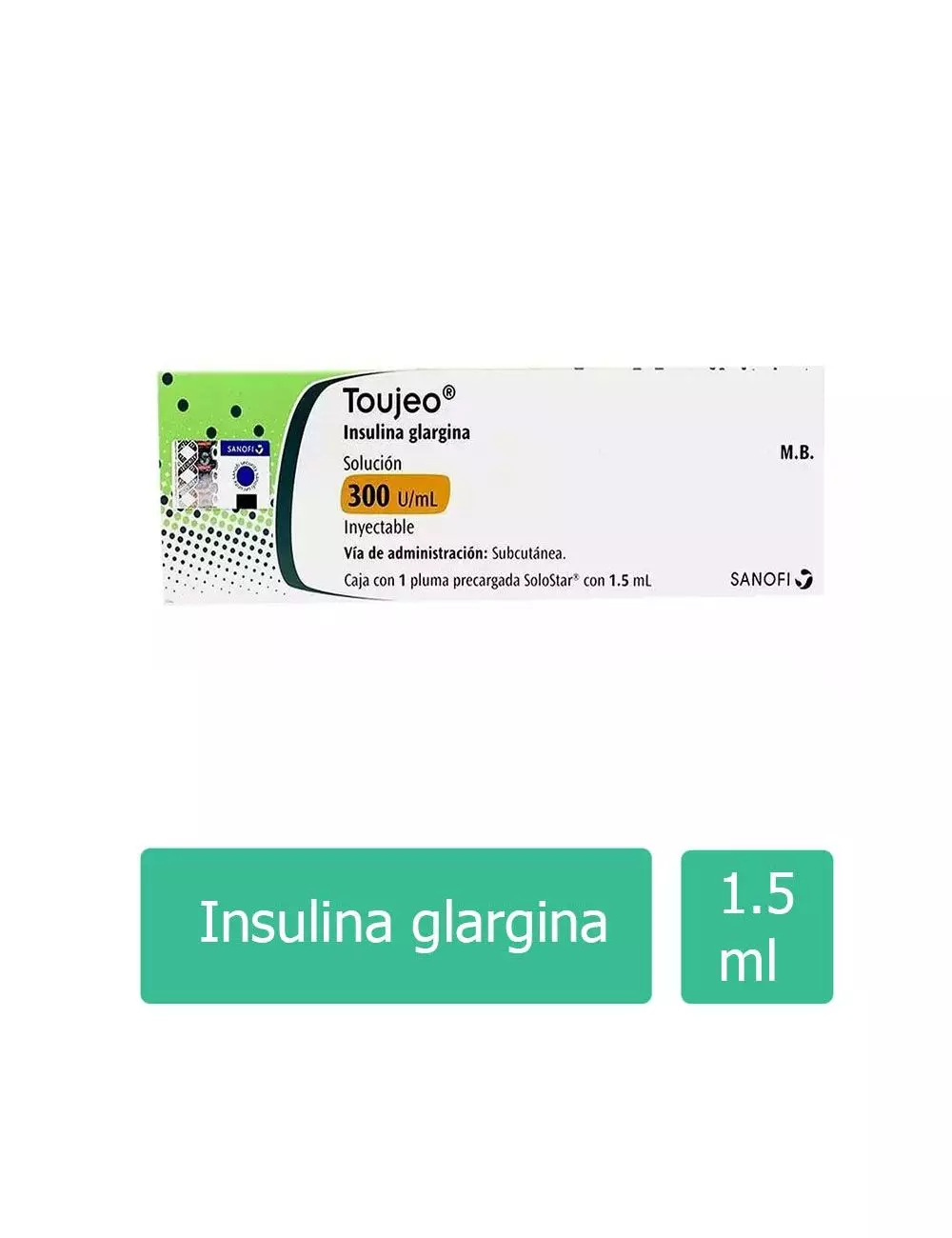 Toujeo 300 U/mL Caja Con 1 Pluma Precargada Con 1.5 mL - RX3