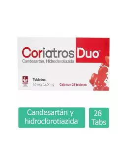 Coriatros Duo® 16mg/12.5mg (Candesartan+Hidroclorotiazida) - 28 Tabletas - Siegfried