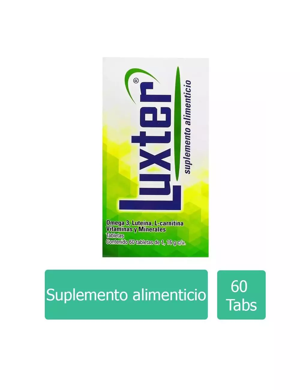 Luxter® 16 g - Caja con 60 Tabletas | Omega 3 + Luteína + L-carnitina + Vitaminas | Sophia