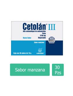Cetolán III 3150 mg Caja Con 30 Sobres De 10g Cada Uno Sabor Manzana