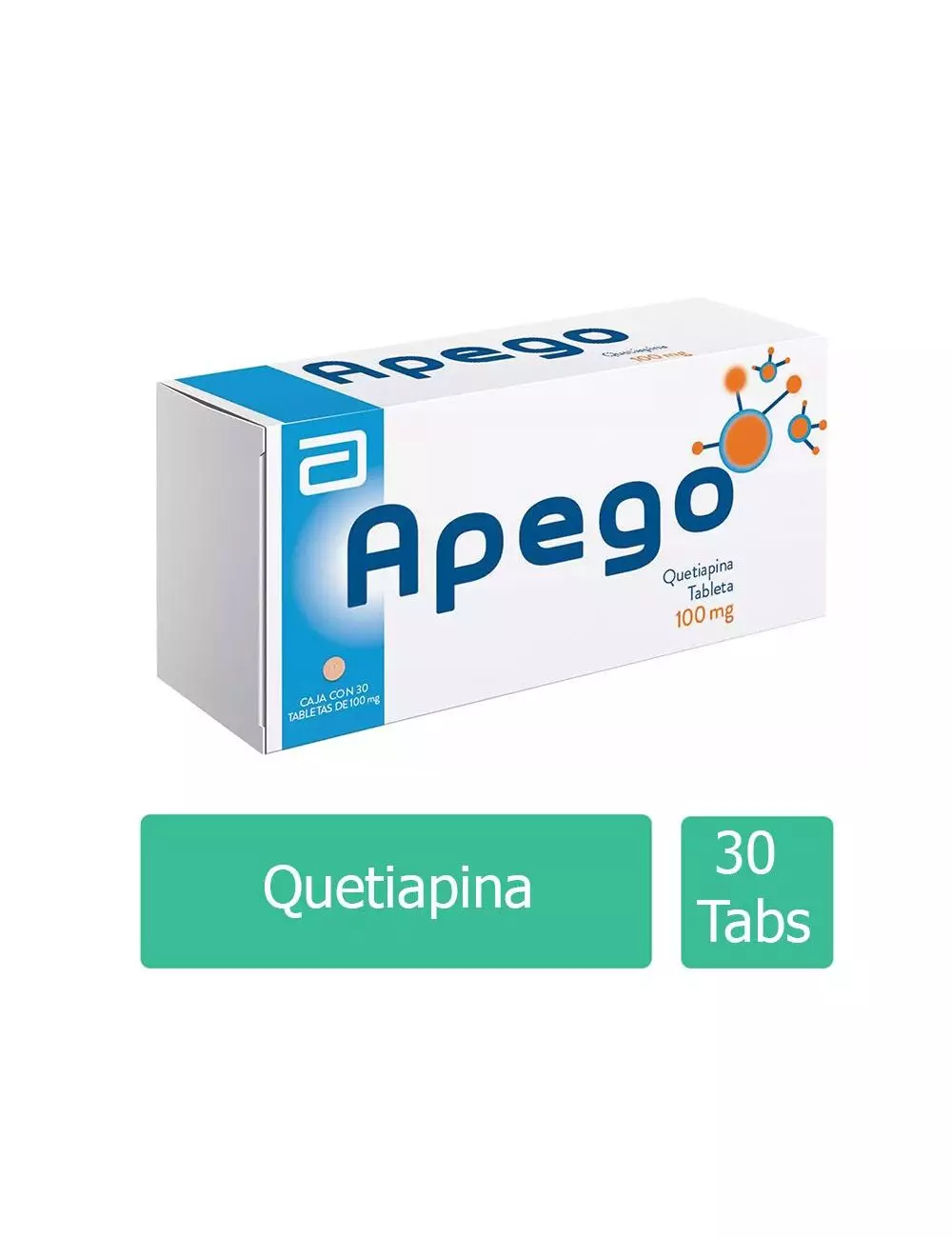 Apego 100 mg (Quetiapina) - Caja con 30 Tabletas - Abbott