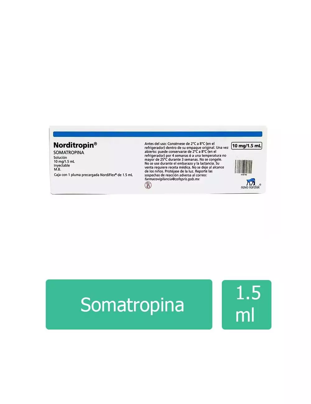 Norditropin® 10mg/1.5ml (Somatropina) - 1 Pluma Precargada NordiFlex® - Novo Nordisk - RX3