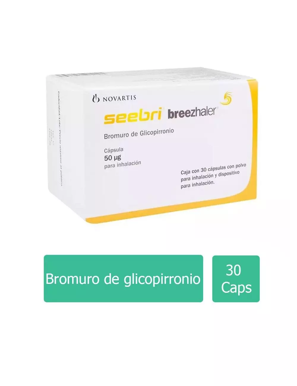 Seebri® Breezhaler® 50 μg - Caja con 30 cápsulas + inhalador | Bromuro de glicopirronio | NOVARTIS