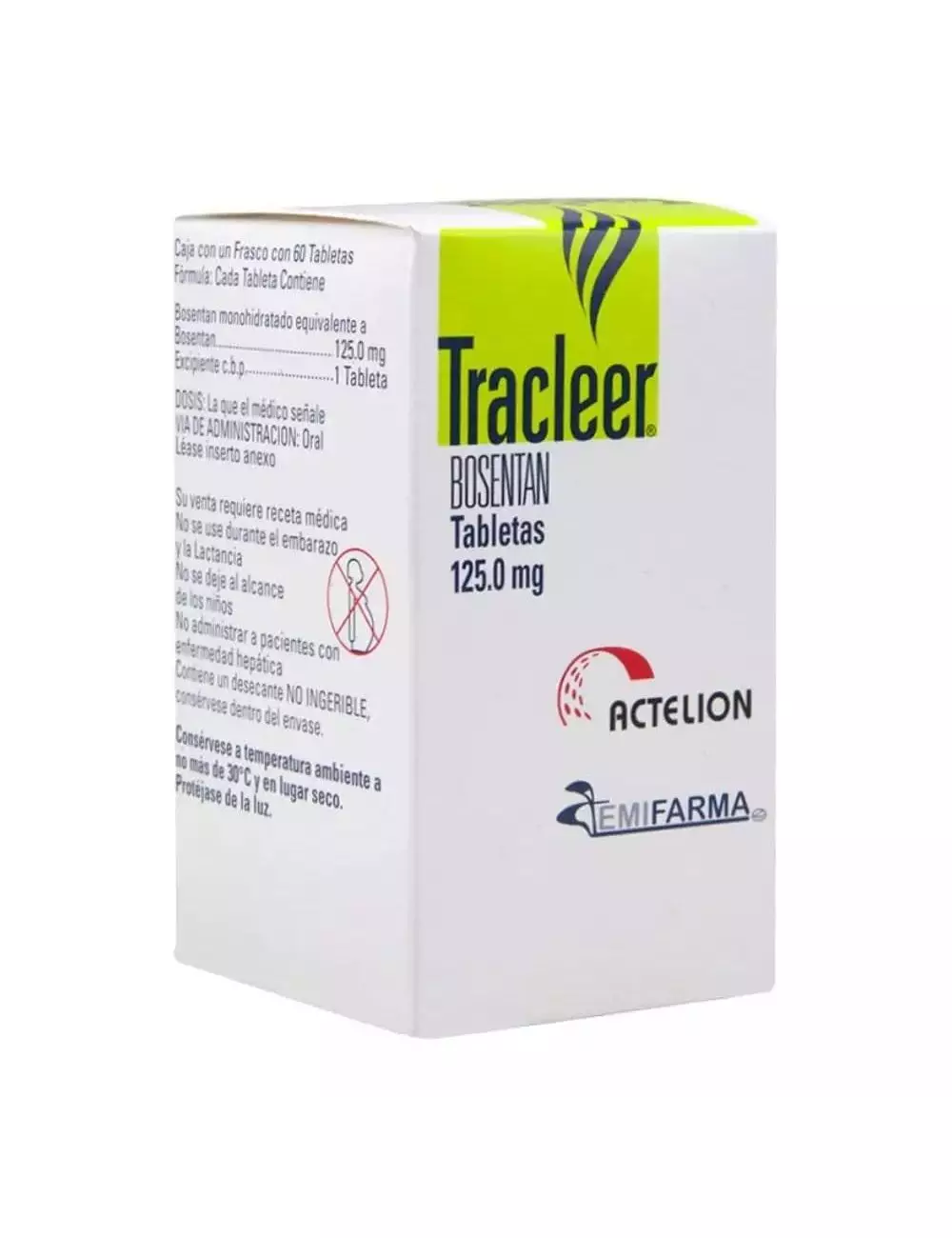 Tracleer® 125 mg (Bosentan) - Frasco con 60 Tabletas - Laboratorio Actelion