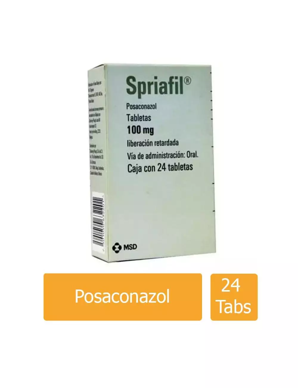 Spriafil® (Posaconazol) 100 mg - Caja con 24 Tabletas - MSD