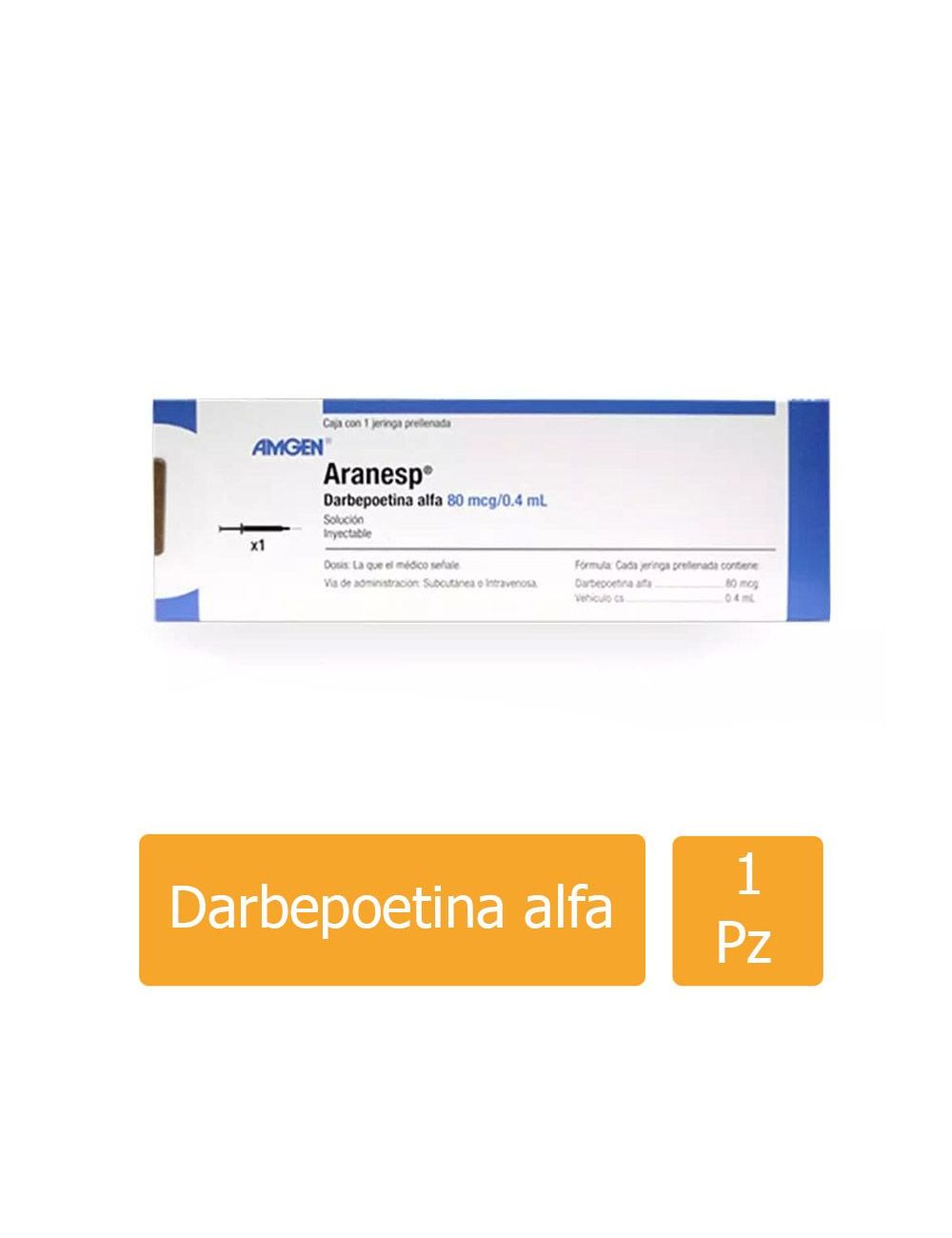 Aranesp® (Darbepoetina alfa) 80 mcg/0.4 ml - 1 Jeringa Prellenada - Amgen - RX3