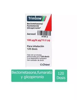 Trimbow® 100 mcg/6 mcg/12.5 mcg (Beclometasona/Formoterol/Glicopirronio) - 120 Dosis | RX3
