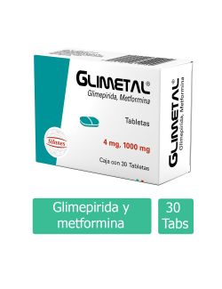 Glimetal 1000 mg / 4 mg Caja Con 30 Tabletas