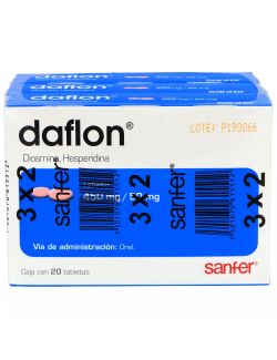 Daflon 450 mg /50 mg Empaque Con 3 Cajas Con 20 Tabletas 3 x 2