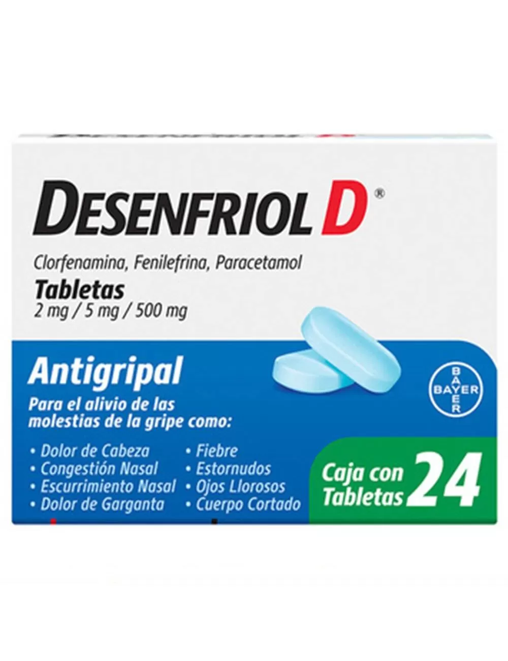 Desenfriol D 2 mg/ 5 mg/ 500 mg Caja Con 24 Tabletas