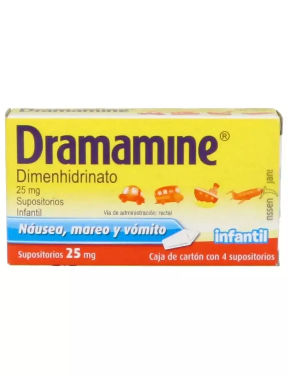 Dramamine Infantil 25 mg Caja Con 4 Supositorios