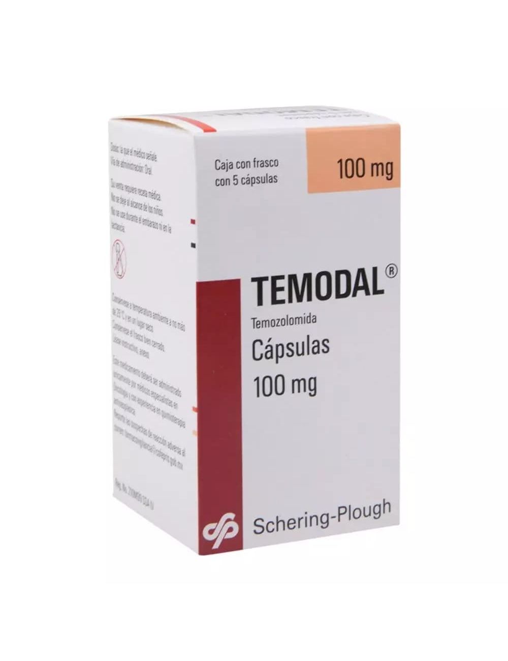Temodal 100 mg Caja Con 5 Cápsulas En Sobres Individuales