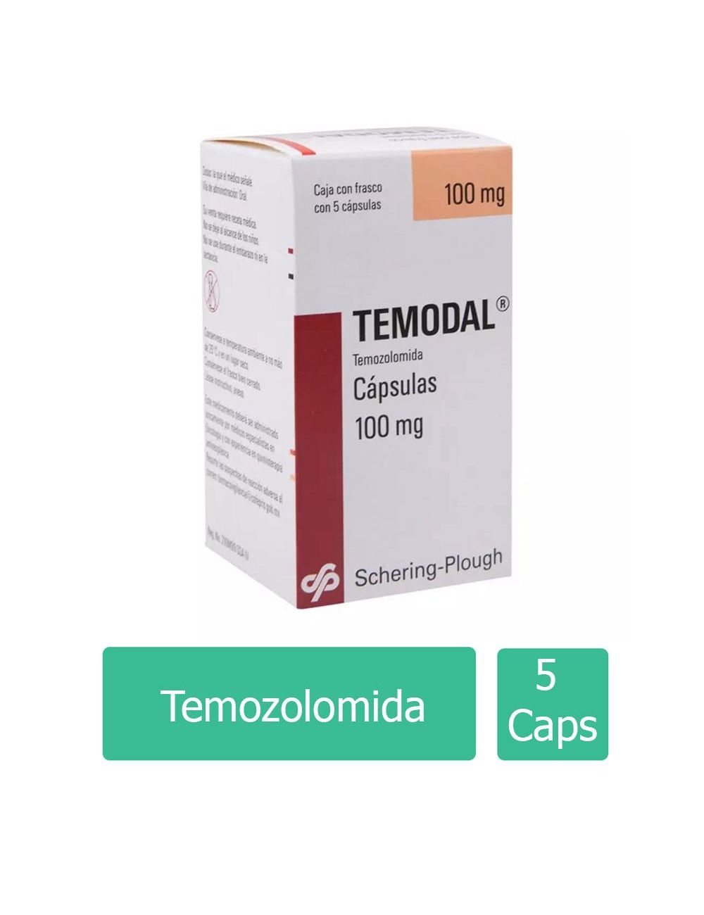 Temodal® 100 mg (Temozolomida) - 5 Cápsulas - Schering Plough