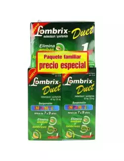 Lombrix Duet Paquete Familiar Con 2 Cajas Con 1 Tableta Y 2 Cajas Con 1 Frasco Con 10 mL