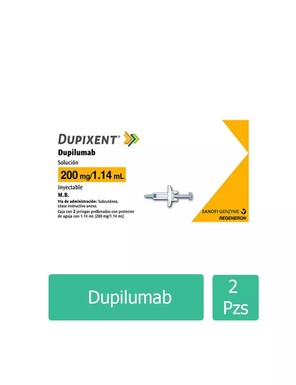 DUPIXENT® (Dupilumab) 200 mg/1.14ml - Caja con 2 Jeringas Prellenadas - Sanofi - RX3