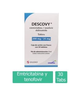 Descovy® 200 mg/25 mg (Emtricitabina / Tenofovir alafenamida) - Caja con 30 Tabletas | Stendhal