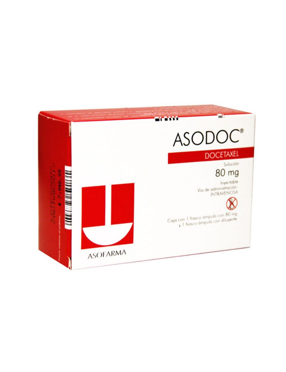 Asodoc® 80 mg (Docetaxel) - Caja con 1 frasco ámpula de 80 mg y 1 diluyente | Asofarma-RX3
