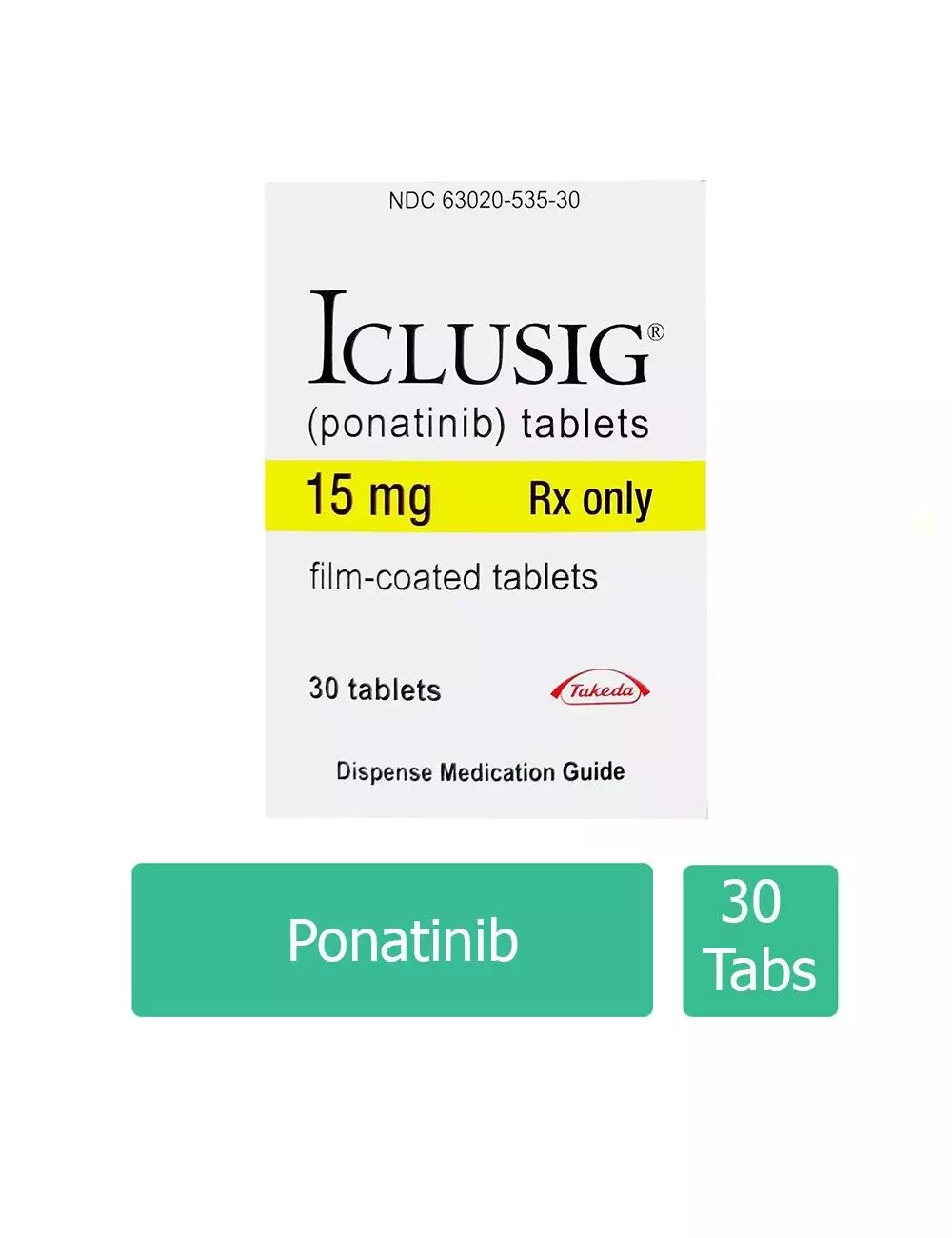 ICLUSIG® 15 mg (Ponatinib) - 30 Tabletas - Takeda