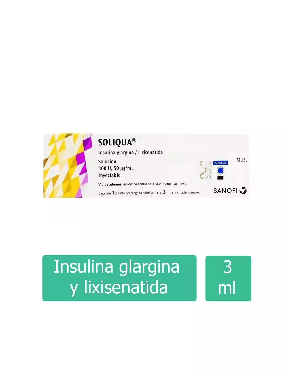 Soliqua 100 U / 50 mcg/mL Caja Con 1 Pluma De 3 mL -RX3