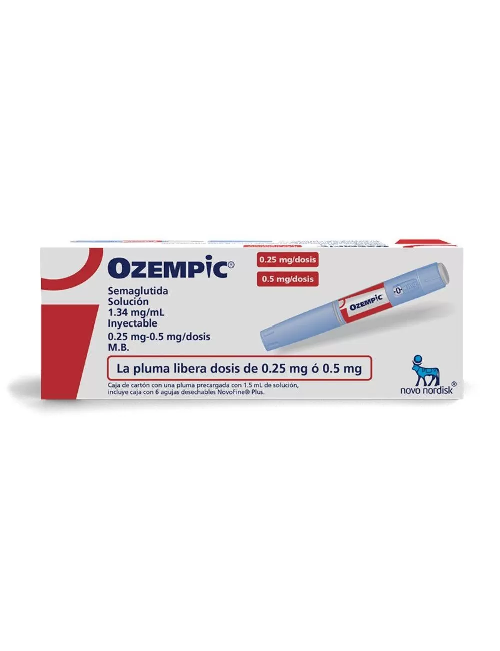 Ozempic 1.34 mg/mL Inyectable 0.25 mg / 5 mg Caja Con Una Jeringa Precargada Y 6 Agujas Desechables - RX3