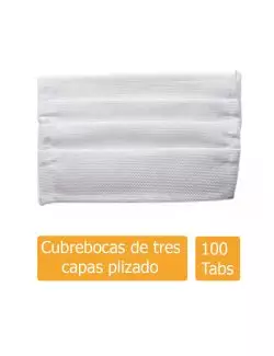 Cubrebocas De Tres Capas Plizado Paquete De 100 Piezas