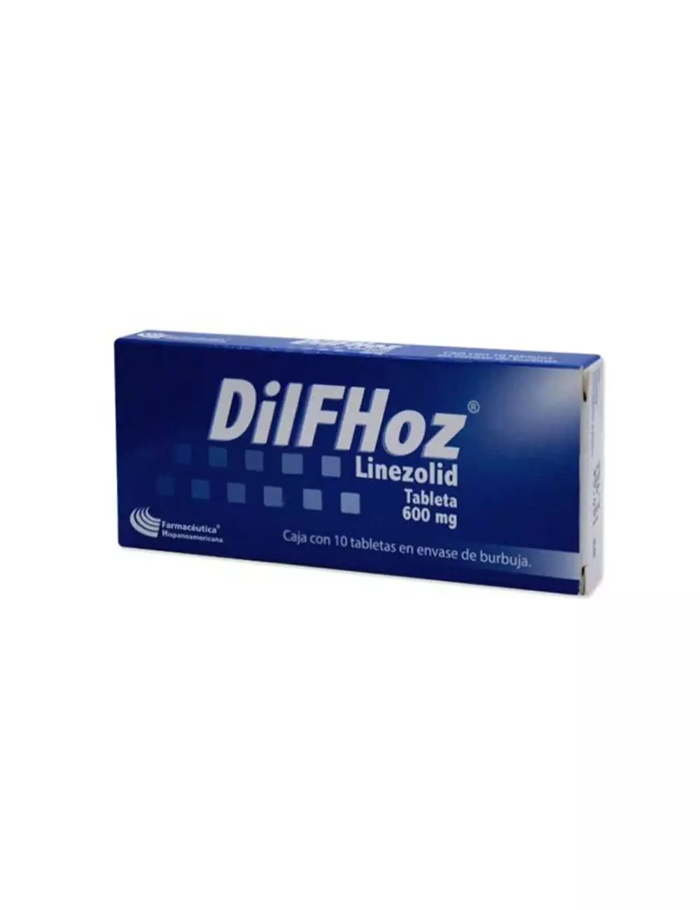 DilFHoz® (Linezolid) 600 mg - Caja con 10 tabletas en envase de burbuja | Farmacéutica Hispanoamericana
