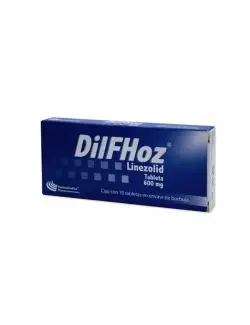 DilFHoz® (Linezolid) 600 mg - Caja con 10 tabletas en envase de burbuja | Farmacéutica Hispanoamericana