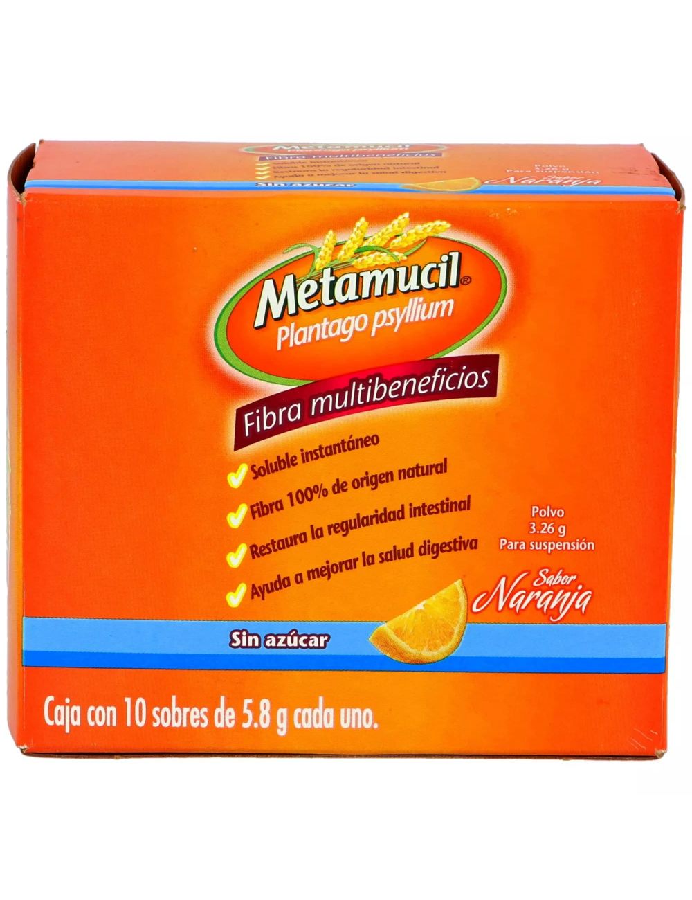 Metamucil Caja Con 10 Sobres De 5.8 g Sabor Naranja