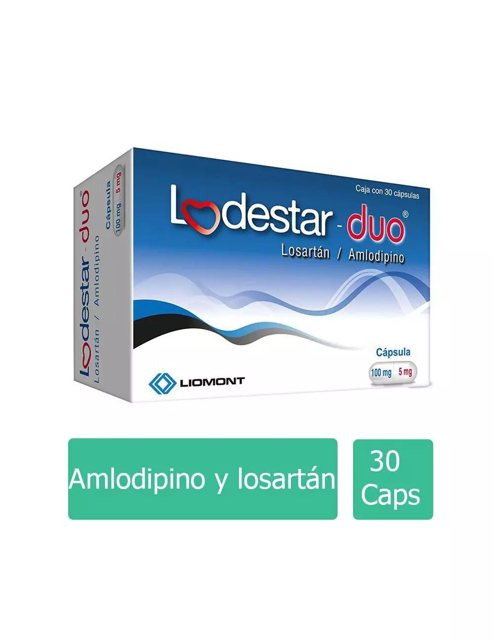Lodestar-duo® 100 mg/5 mg - Caja con 30 Cápsulas | Losartán/Amlodipino | Laboratorio Liomont