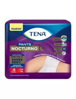 Ropa Interior Desechable Tena Pants Nocturno Talla CH/M 8 Piezas