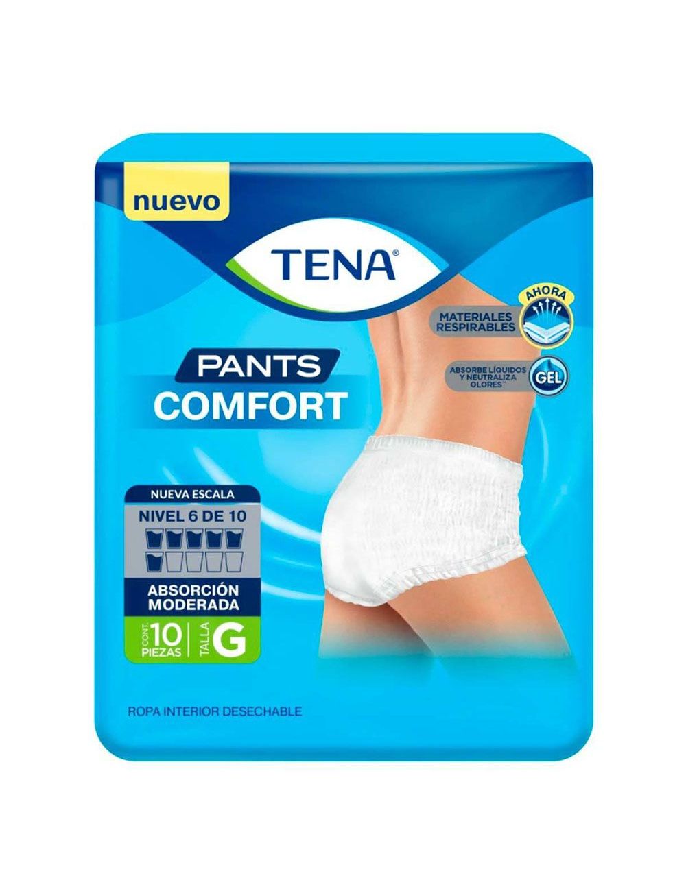 Ropa Interior Desechable Tena Pants Comfort Talla G 10 Piezas