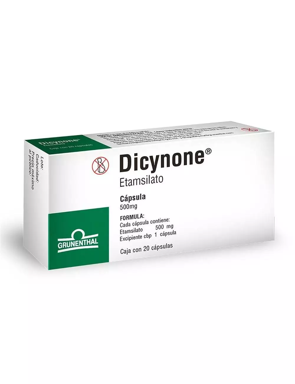 Dicynone® 500 mg - Caja con 20 Cápsulas | Etamsilato | Grunenthal