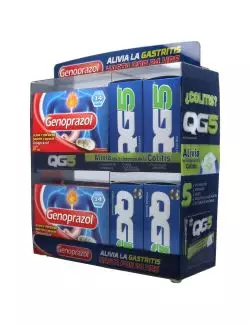 Genoprazol y QG5 20mg/166.6mg - 8 Piezas | Omeprazol/Psidium guajava | Genomma Lab