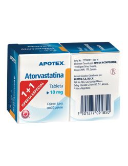 Atorvastatina 10 mg Caja Con Frasco Con 30 Tabletas Two Pack