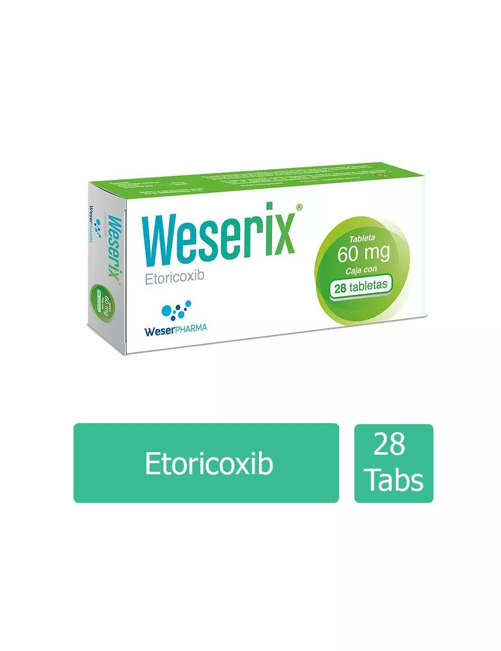 Weserix® 60 mg - Caja con 28 Tabletas | Etoricoxib | Weser Pharma