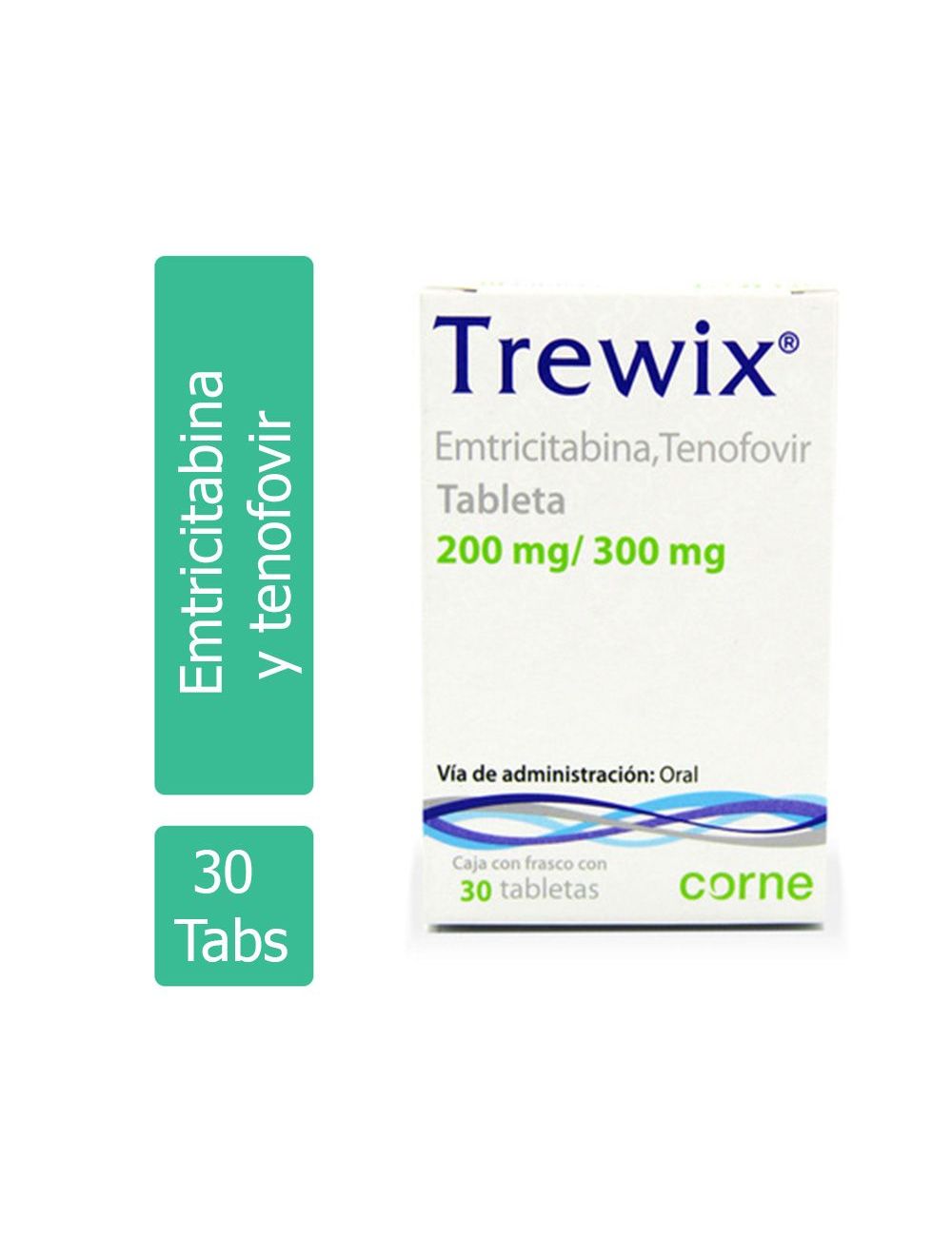 Trewix® 200mg/300mg (Emtricitabina/Tenofovir) - 30 Tabletas - Corne
