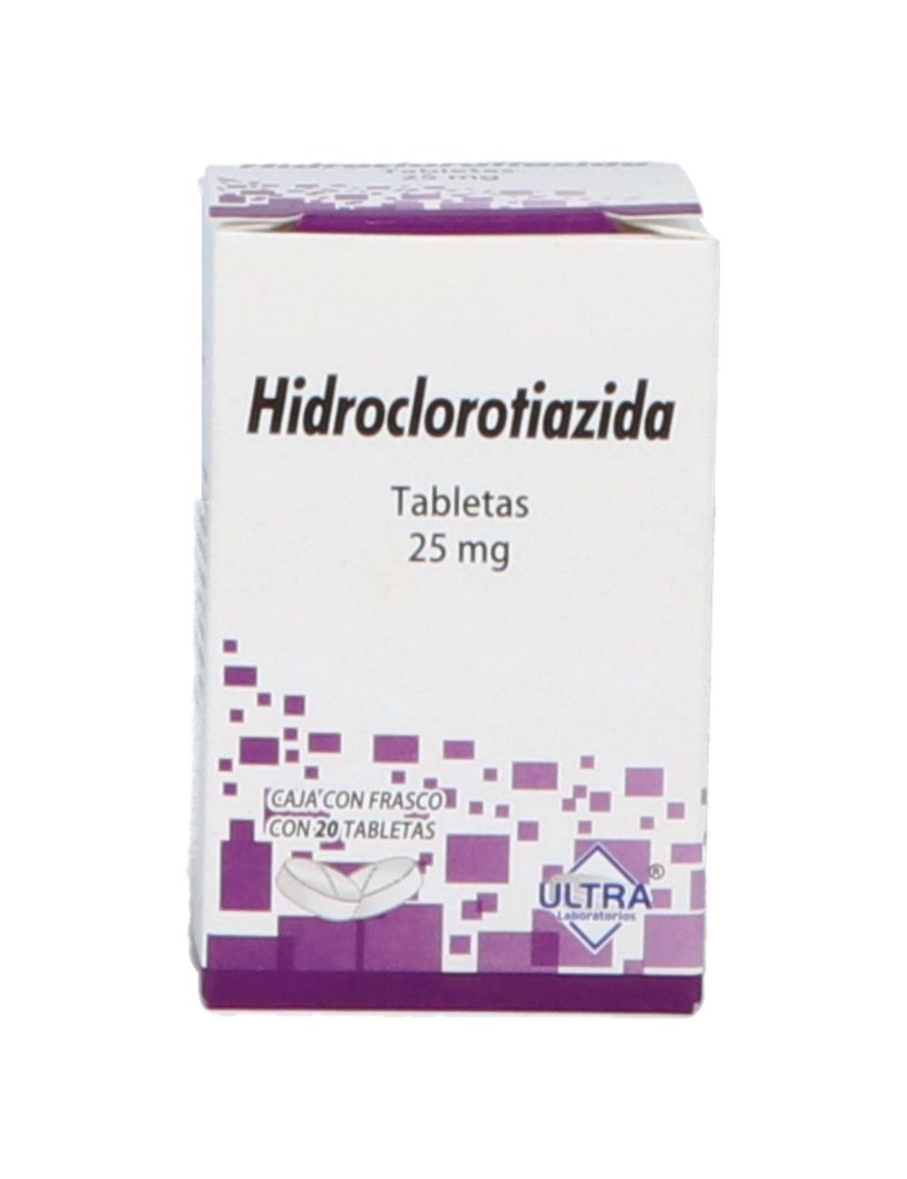 Hidroclorotiazida 25 mg 20 Tabletas