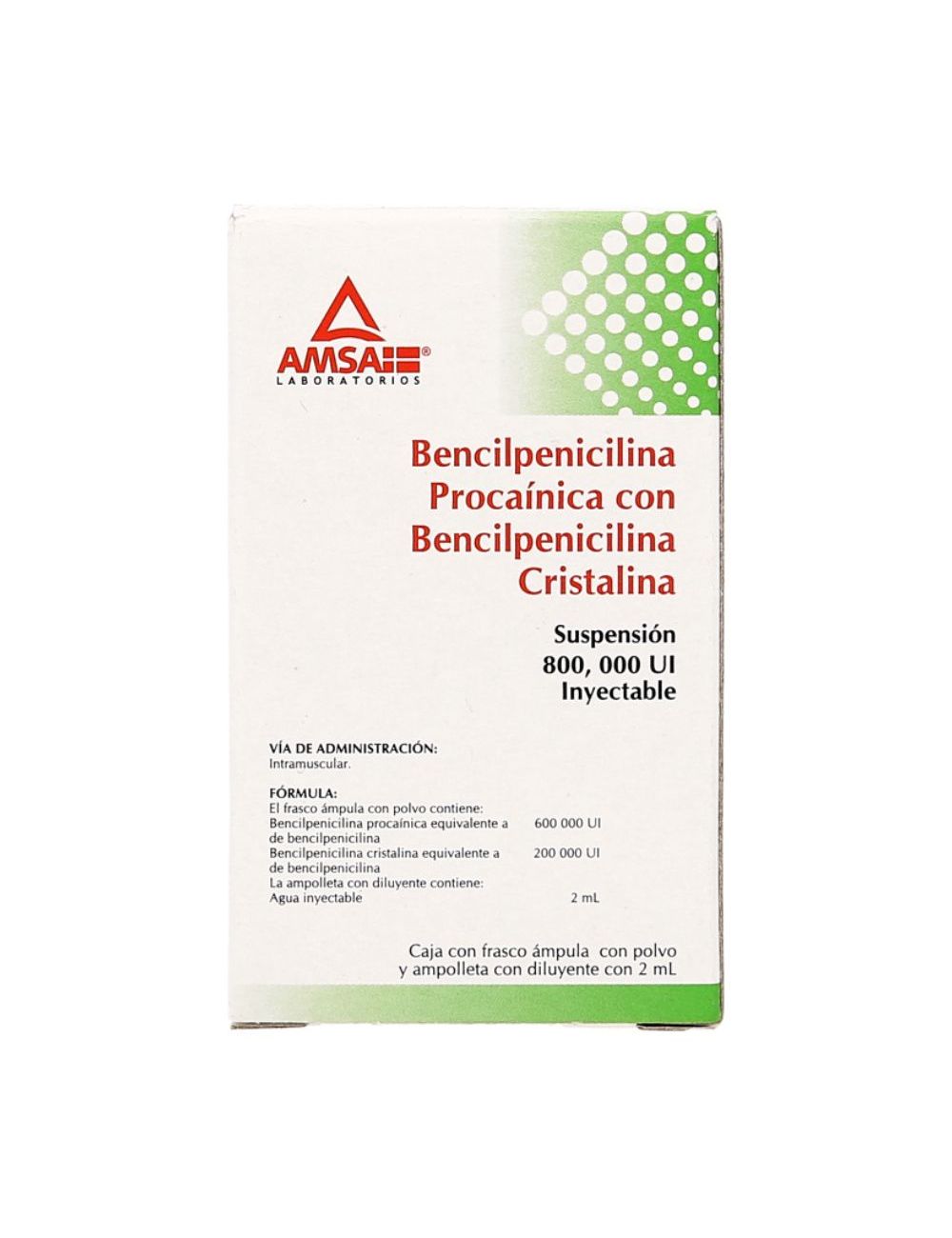Bencilpenicilina Procaínica Con Bencilpeicilina Cristalina Suspensión Inyectable 800,000 UI