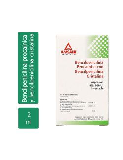 Bencilpenicilina Procaínica Con Bencilpeicilina Cristalina Suspensión Inyectable 800,000 UI