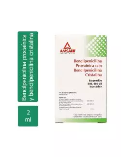 Bencilpenicilina Procaínica Con Bencilpeicilina Cristalina Suspensión Inyectable 800,000 UI