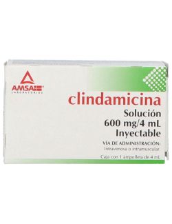 Clindamicina Solución Inyectable 600 mg/ 4mL Caja con 1 Ampolleta - RX2