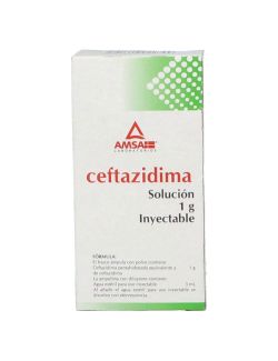 Ceftazidima Solución Inyectable Frasco Ámpula 1 g Con Diluyente 3 mL - RX2