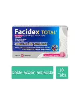 Facidex Total 20 mg/ 165 mg / 800 mg Caja Con 10 Tabletas Masticables Sabor Frutas Tropicales