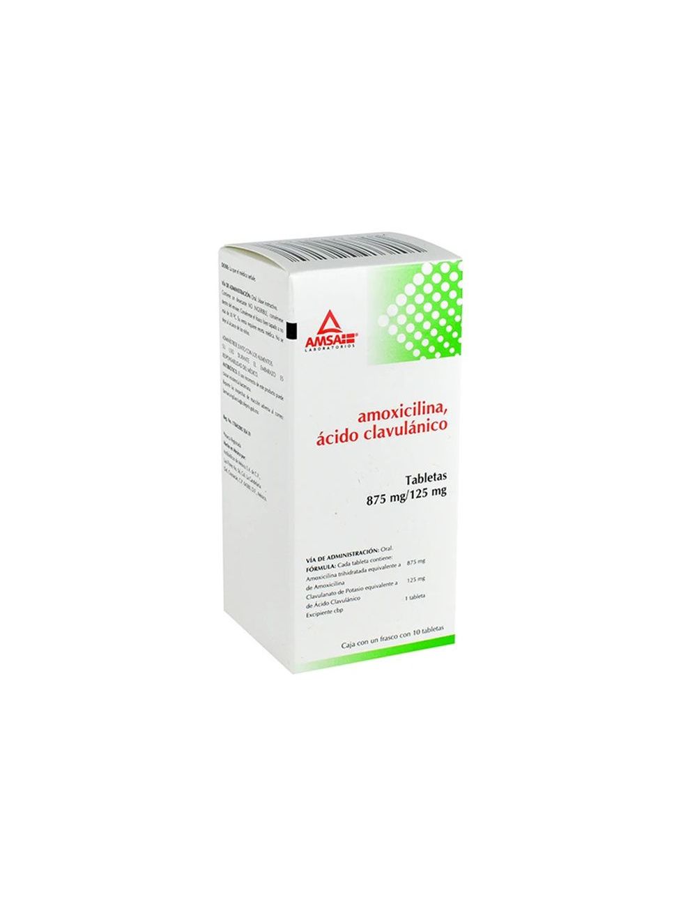 Amoxicilina/Ácido Clavulánico 875 mg/125 Caja Con Frasco Con 10 Tabletas RX2