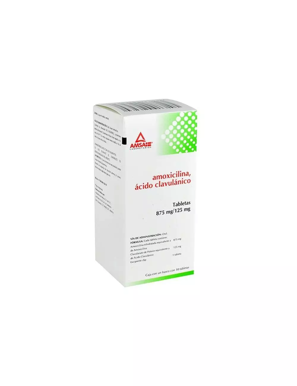 Amoxicilina/Ácido Clavulánico 875 mg/125 Caja Con Frasco Con 10 Tabletas RX2