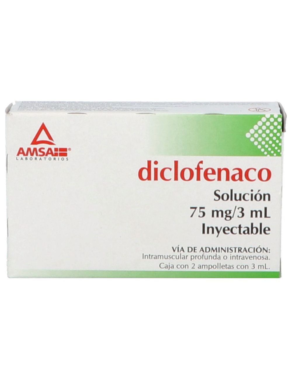 Diclofenaco Solución Inyectable 75 mg/3 mL Caja Con 2 Ampolletas