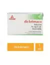 Diclofenaco Solución Inyectable 75 mg/3 mL Caja Con 2 Ampolletas