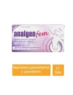 Analgen Fem 220 mg/ 300 mg/ 25 mg Caja Con 12 Tabletas